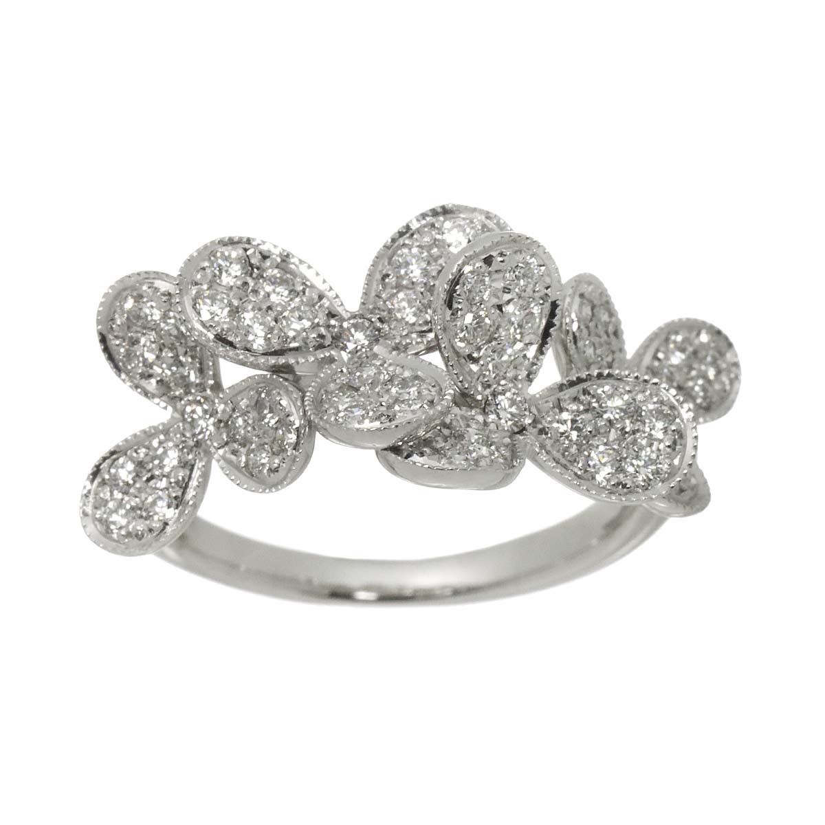 Diamond 0.62ct Ring 18K K18 WG White Gold size5.5-5.75(US)