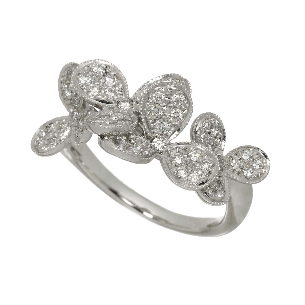 Diamond 0.62ct Ring 18K K18 WG White Gold size5.5-5.75(US)
