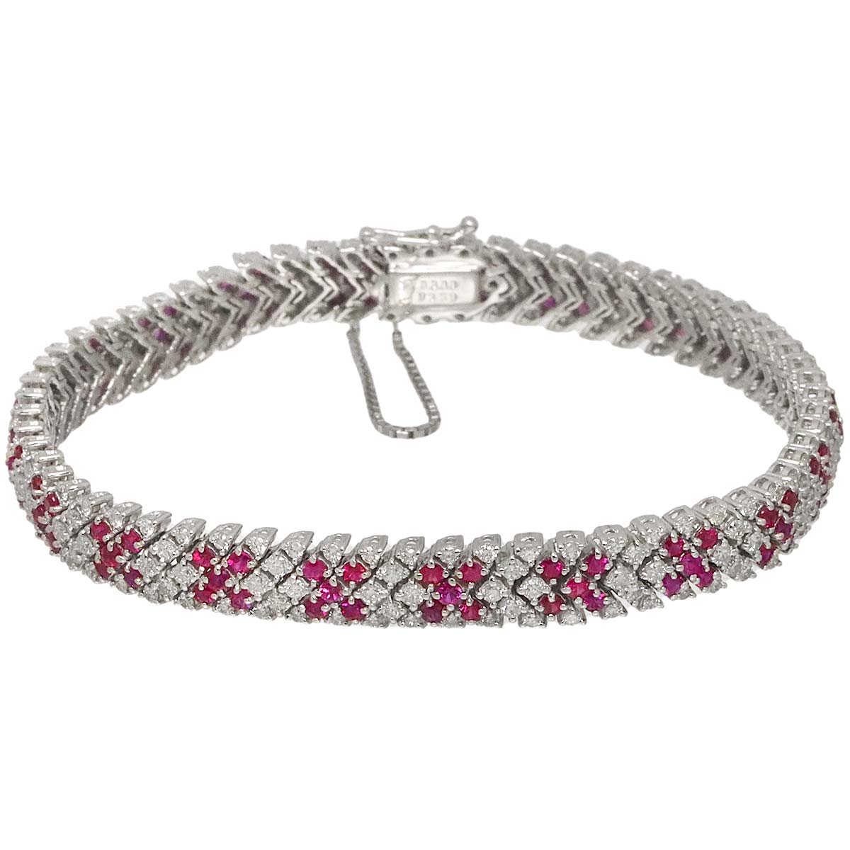 Ruby 3.50ct Diamond 3.00ct Bracelet 18K K18 WG White Gold 750