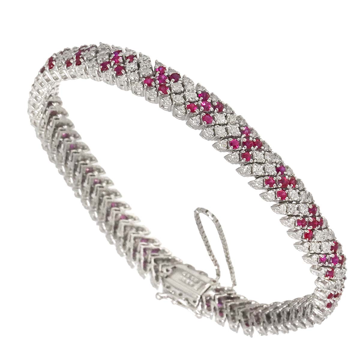 Ruby 3.50ct Diamond 3.00ct Bracelet 18K K18 WG White Gold 750