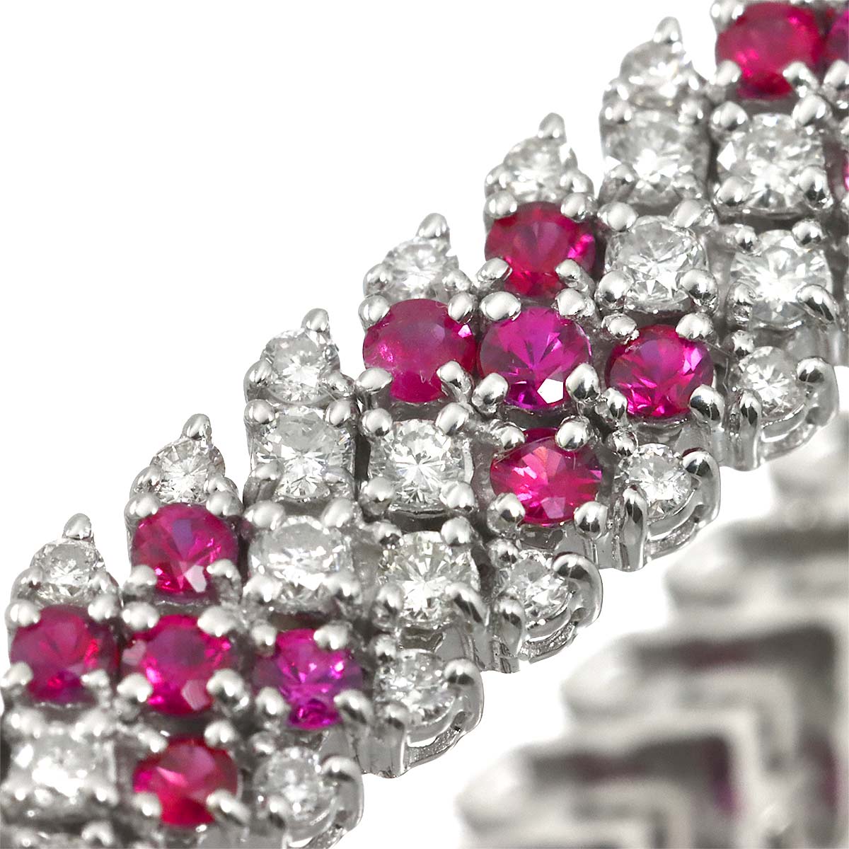 Ruby 3.50ct Diamond 3.00ct Bracelet 18K K18 WG White Gold 750