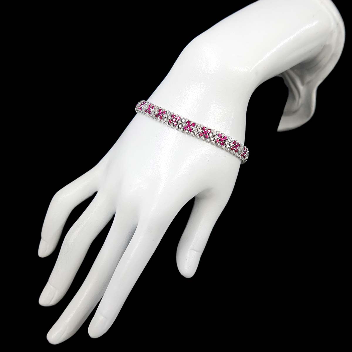 Ruby 3.50ct Diamond 3.00ct Bracelet 18K K18 WG White Gold 750