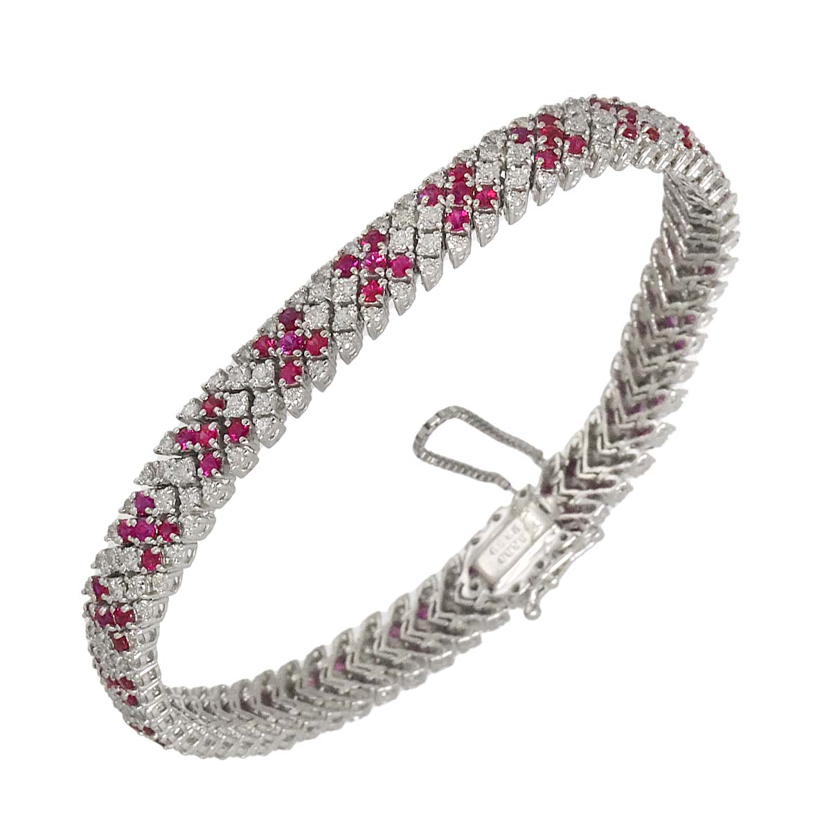 Ruby 3.50ct Diamond 3.00ct Bracelet 18K K18 WG White Gold 750