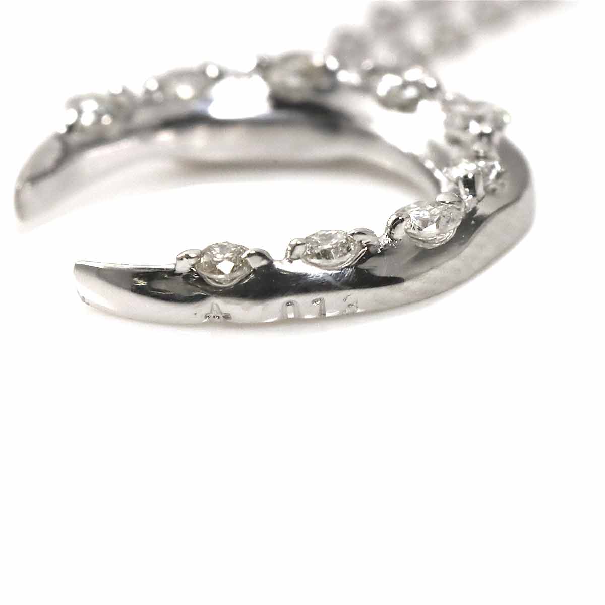 Diamond 0.13ct Moon Necklace 18K White Gold 750
