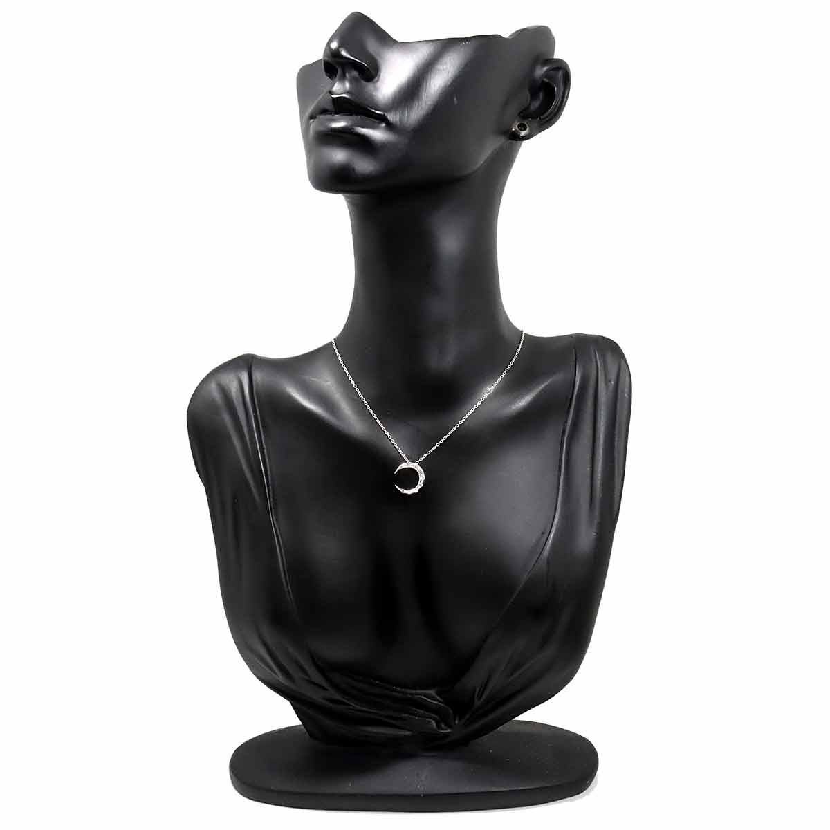 Diamond 0.13ct Moon Necklace 18K White Gold 750