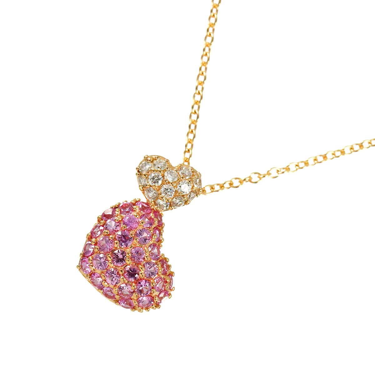 Sapphire 0.85ct Diamond 0.18ct Necklace 18K PG 750