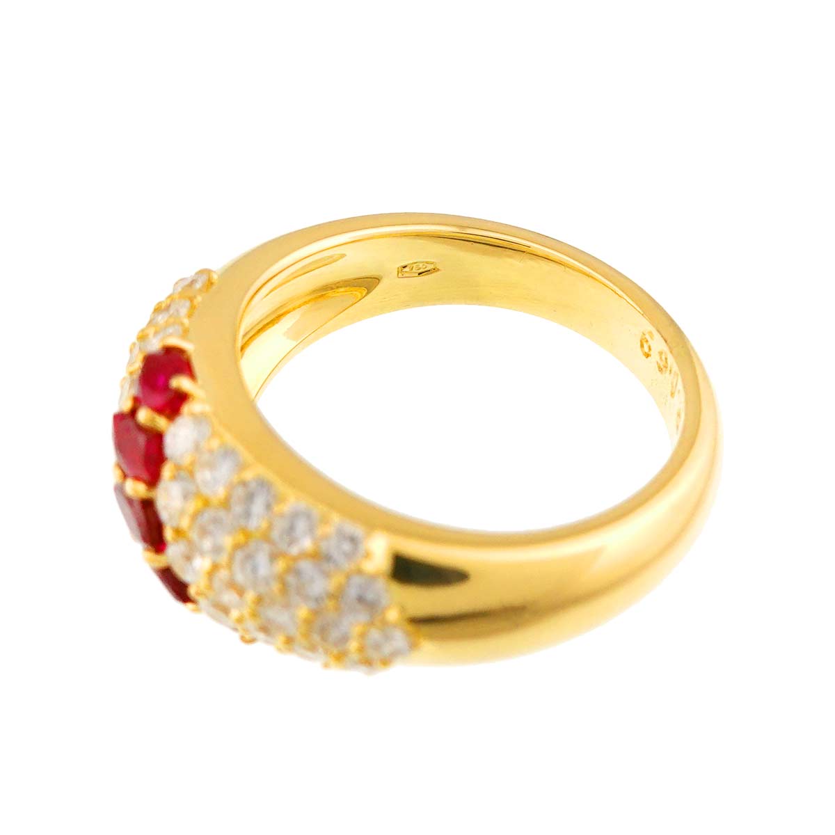 Ruby 0.69ct Diamond 1.14ct Ring 18K YG size6.75-7.25(US)