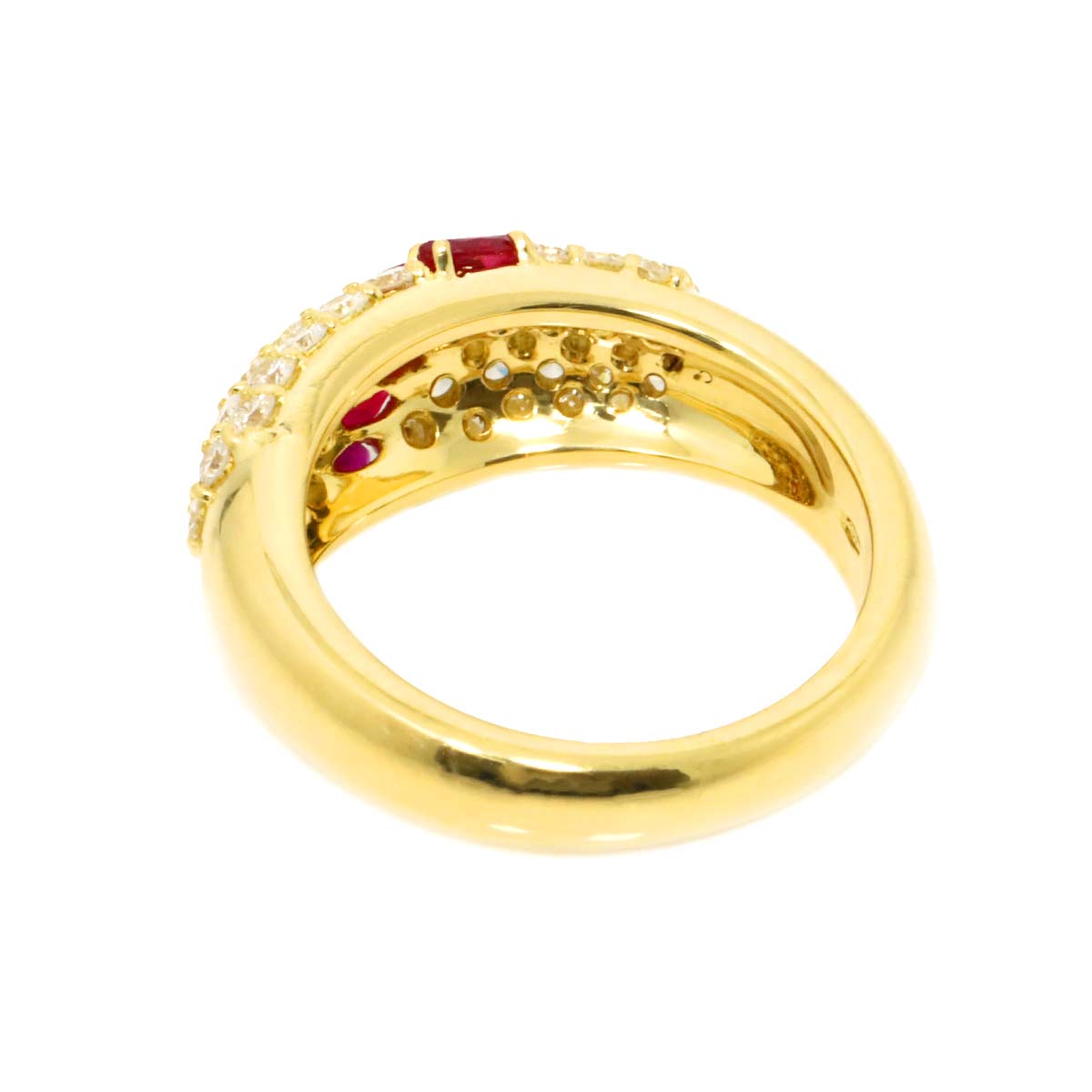 Ruby 0.69ct Diamond 1.14ct Ring 18K YG size6.75-7.25(US)