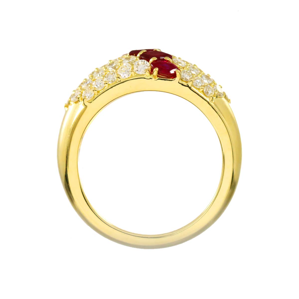 Ruby 0.69ct Diamond 1.14ct Ring 18K YG size6.75-7.25(US)