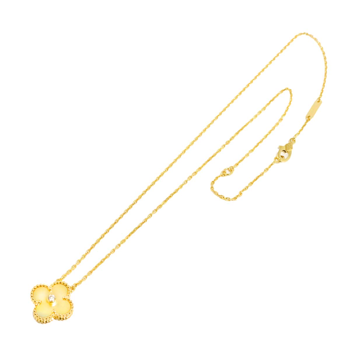 Vintage Alhambra MOP Diamond Necklace 18K YG 750