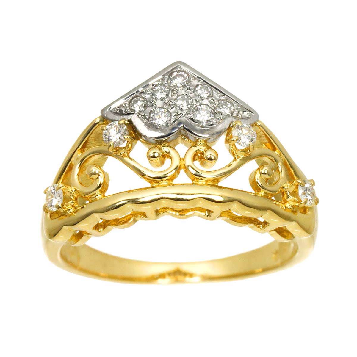 Diamond 0.17ct Ring 18K YG 750 Pt Size5.5-5.75(US)