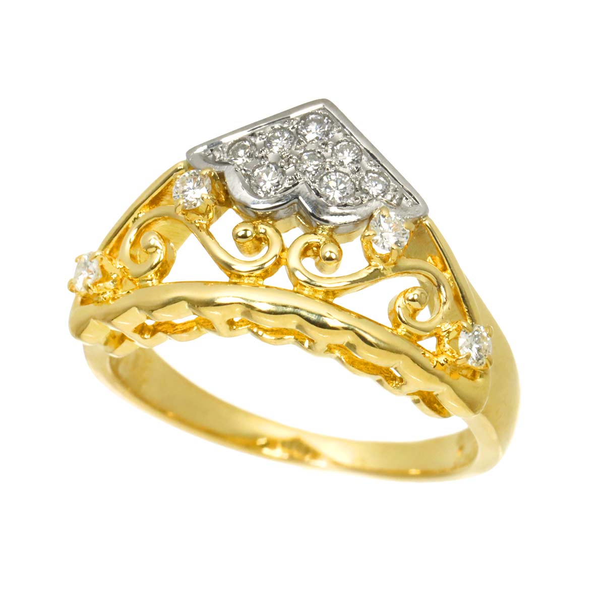 Diamond 0.17ct Ring 18K YG 750 Pt Size5.5-5.75(US)