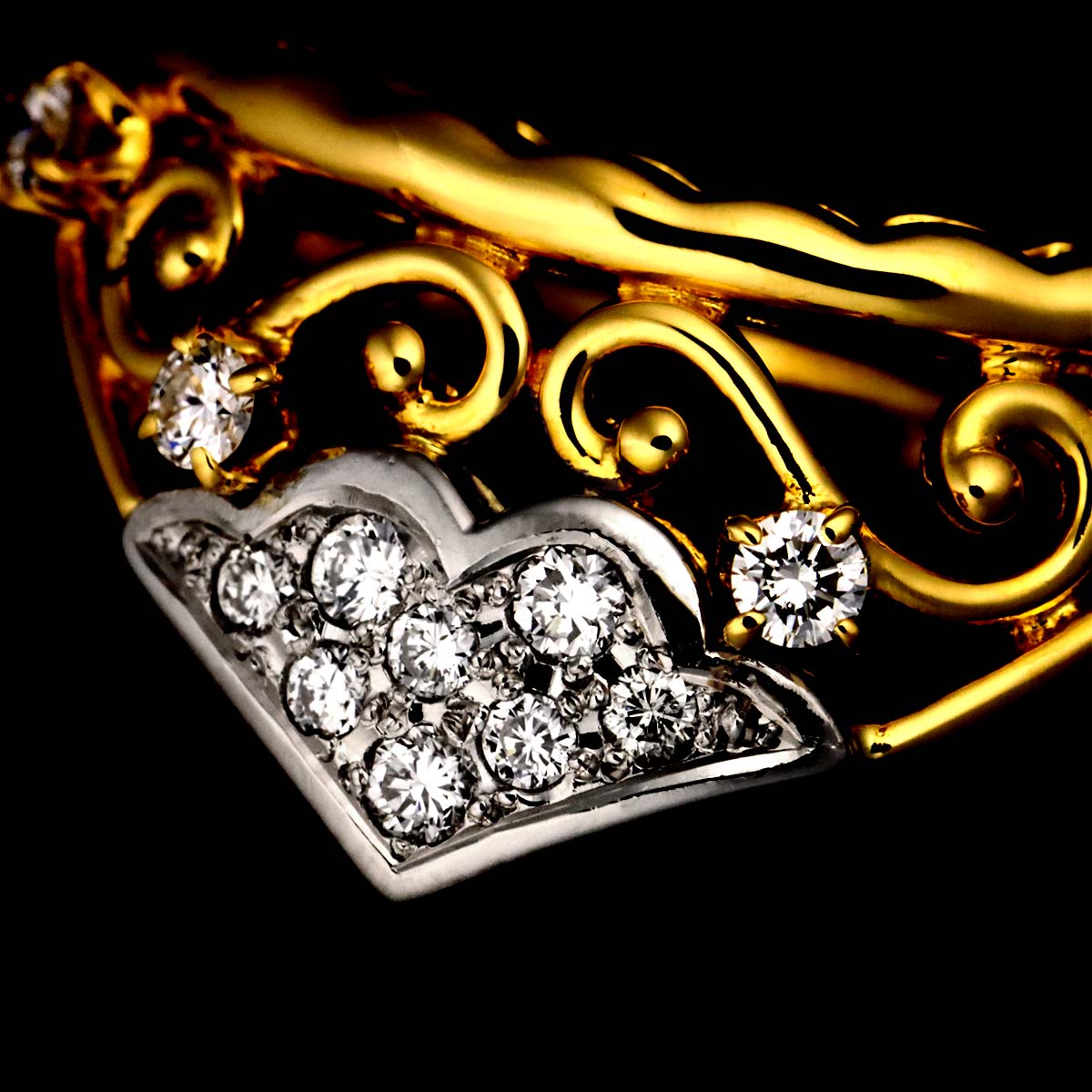 Diamond 0.17ct Ring 18K YG 750 Pt Size5.5-5.75(US)