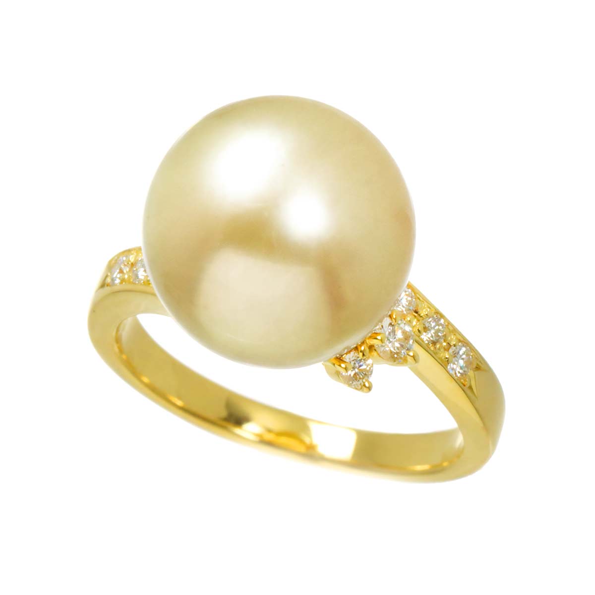 South Sea pearl Diamond 0.18ct Ring 18K YG 750 size5.25-5.5(US)