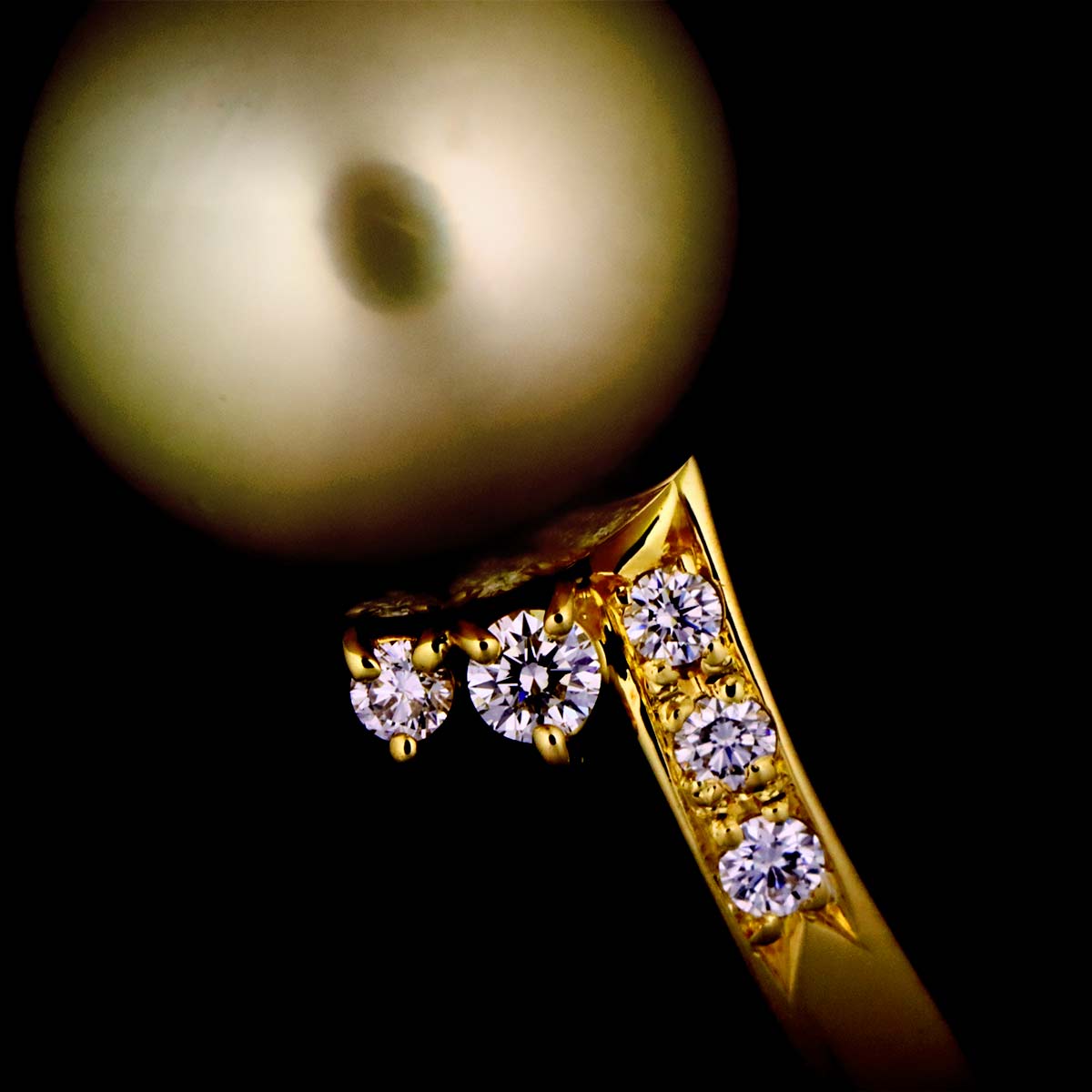 South Sea pearl Diamond 0.18ct Ring 18K YG 750 size5.25-5.5(US)