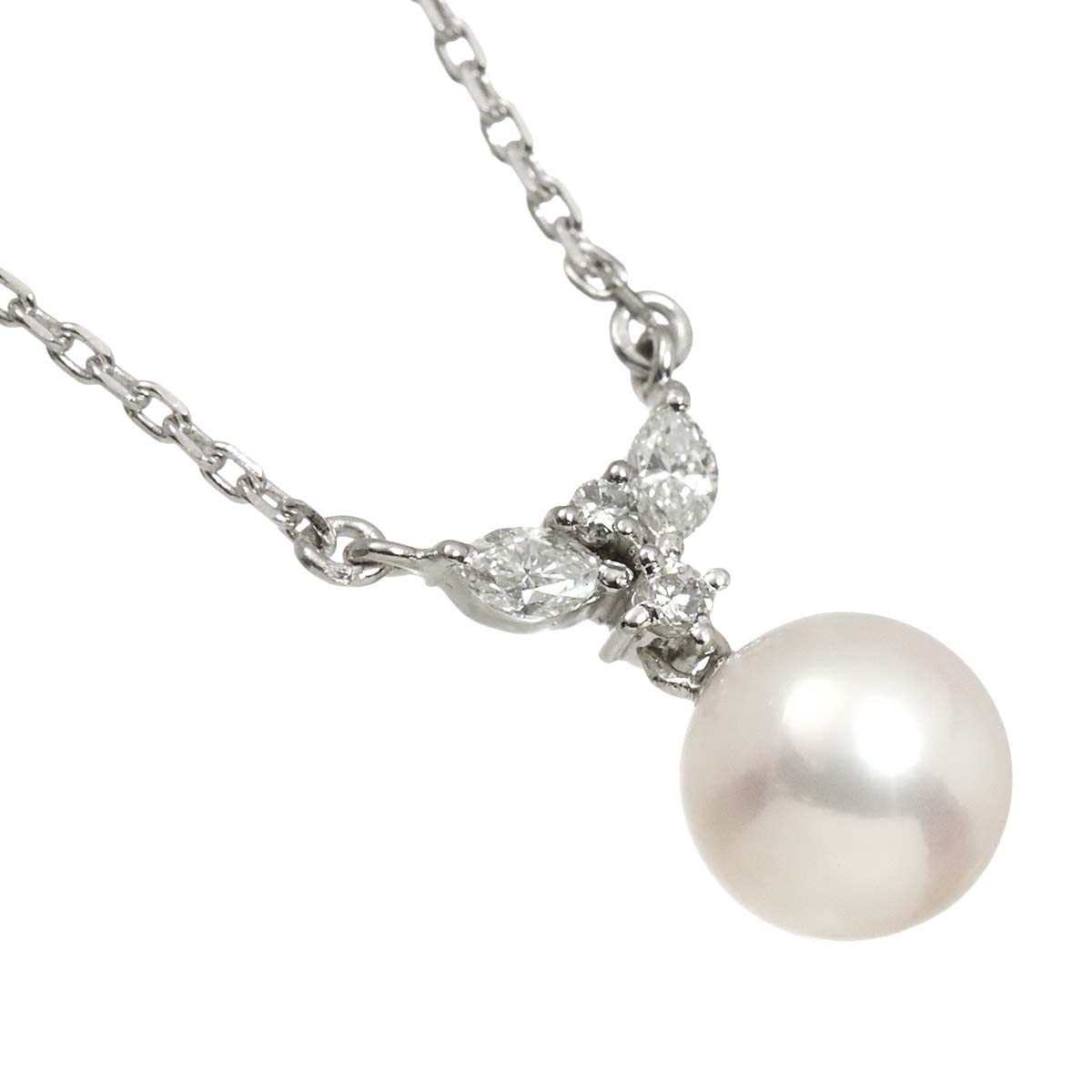 Akoya Pearl 8.1mm Diamond 0.23ct Necklace Pt