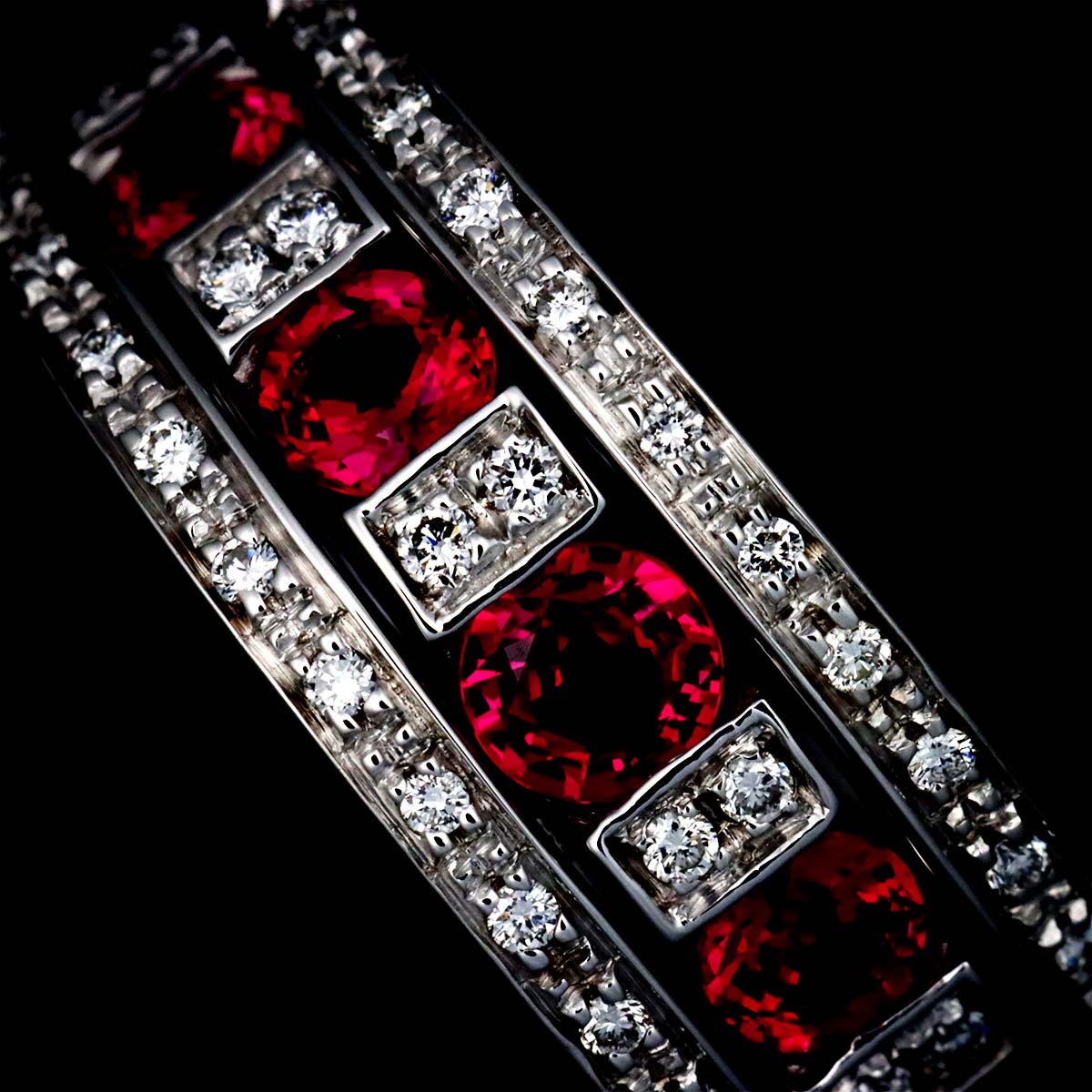 Belle Epoque Ruby Diamond Ring 18K WG 750 Size5.25(US)