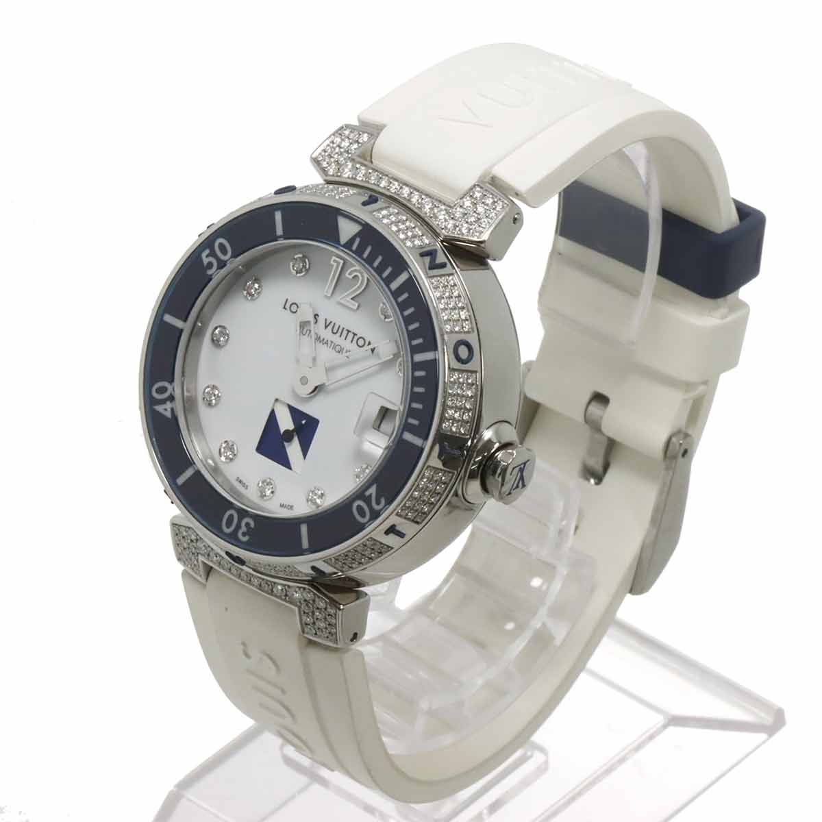 Tambour Q113C Diamond Date White Dial Mens Watch