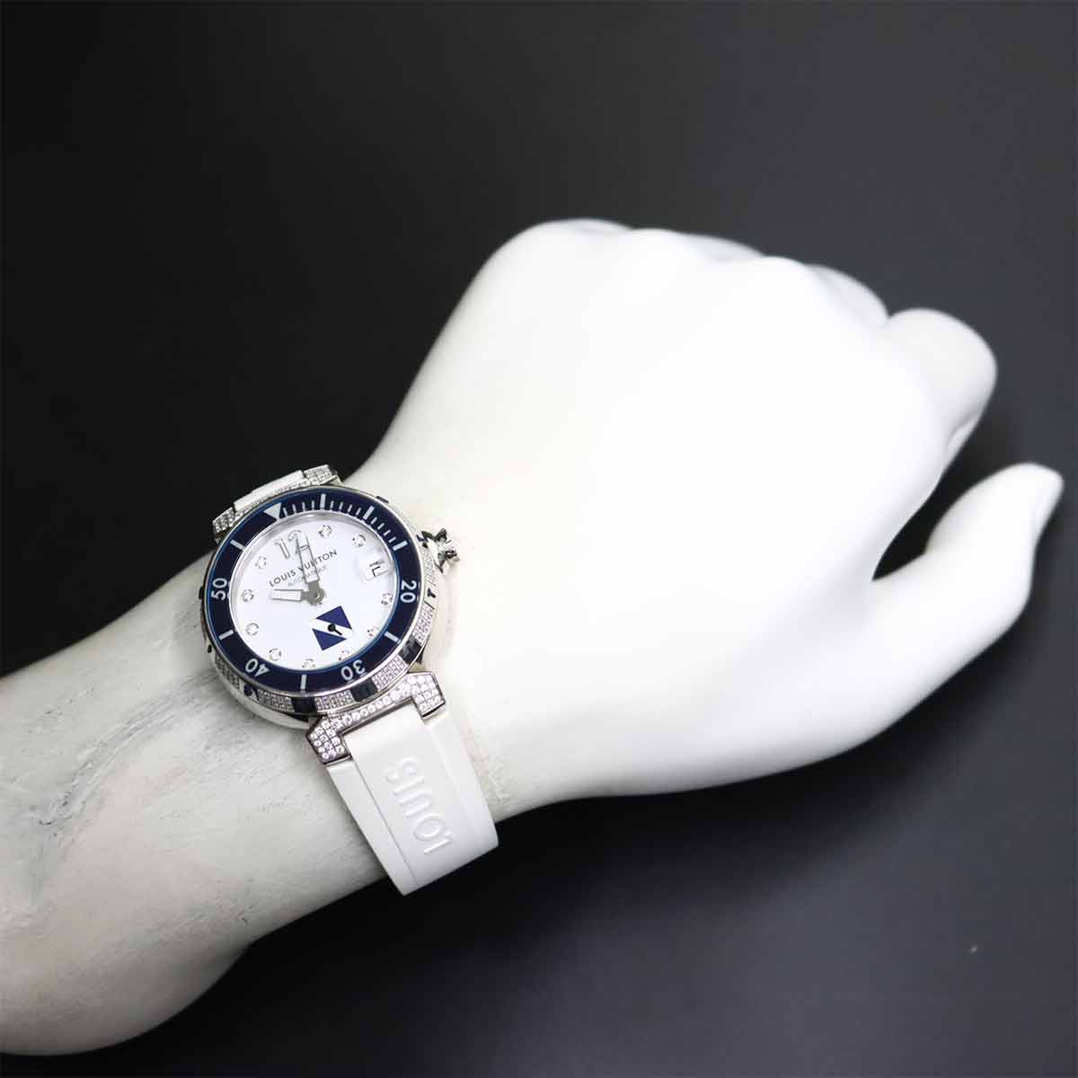Tambour Q113C Diamond Date White Dial Mens Watch