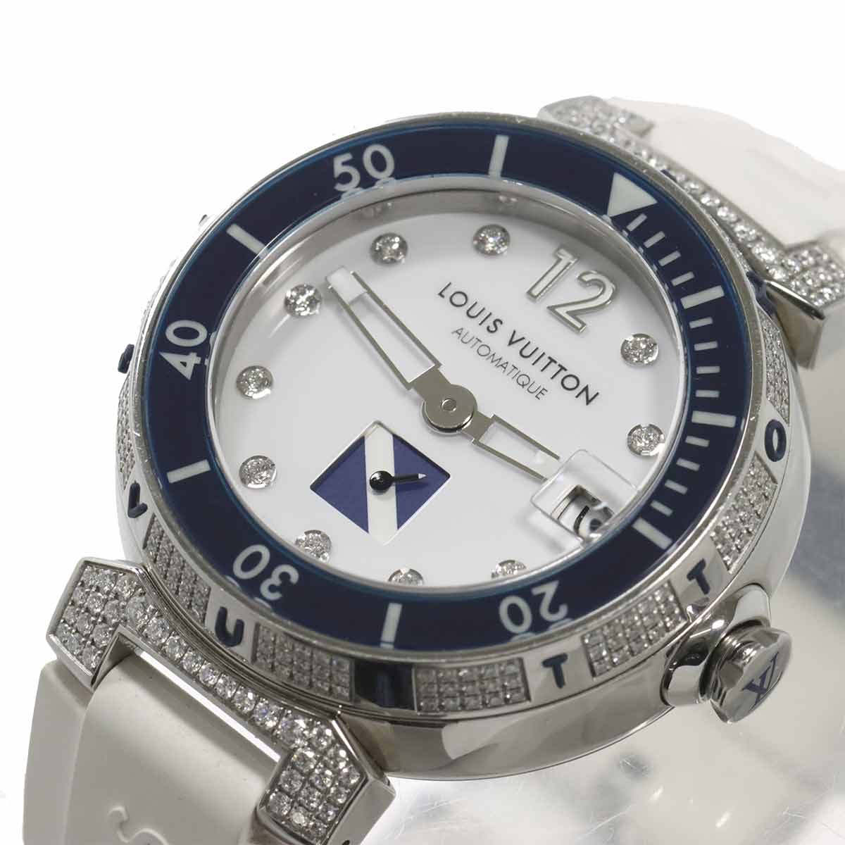Tambour Q113C Diamond Date White Dial Mens Watch