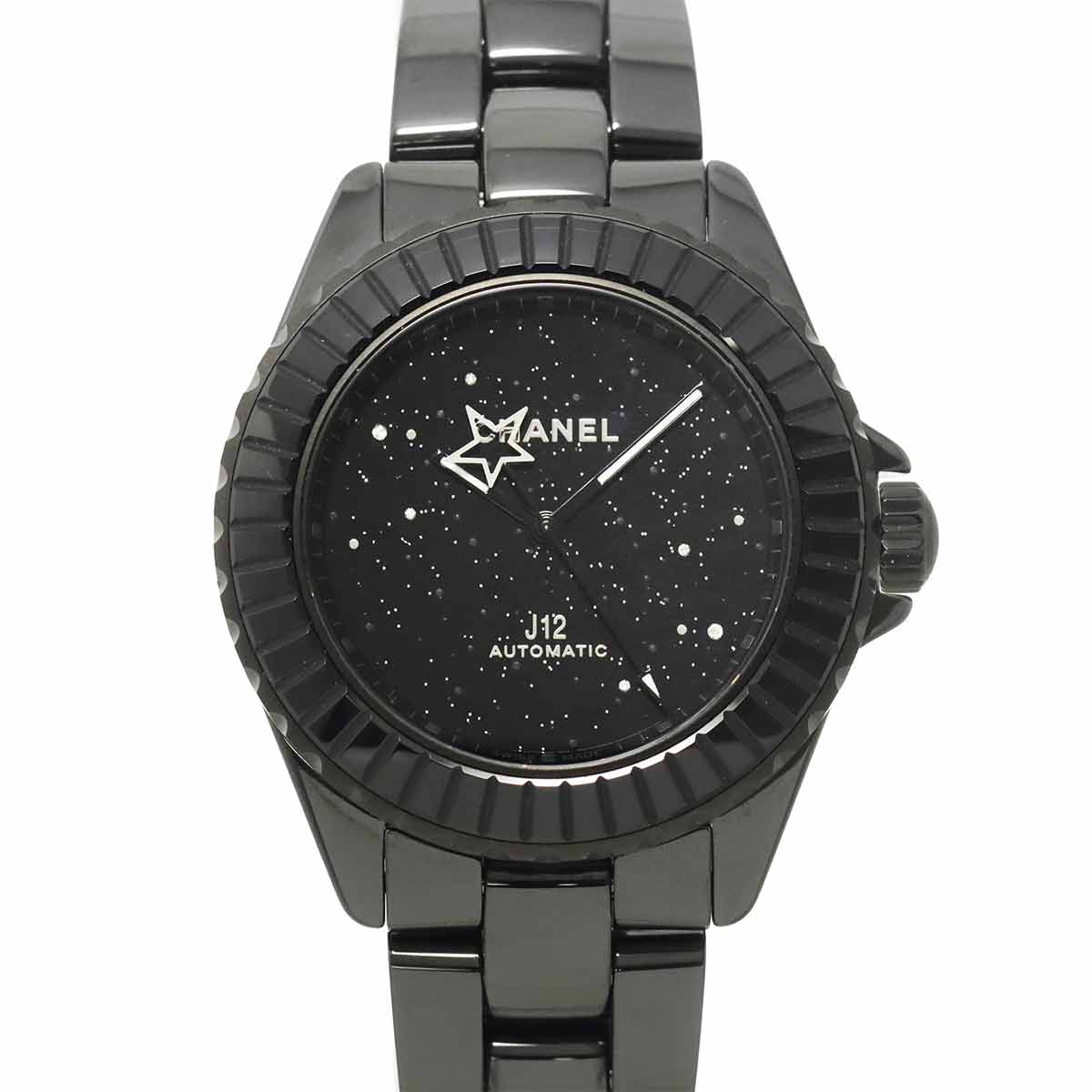 J12 Interstella H7989 Diamond Automatic Black Dial Mens Watch