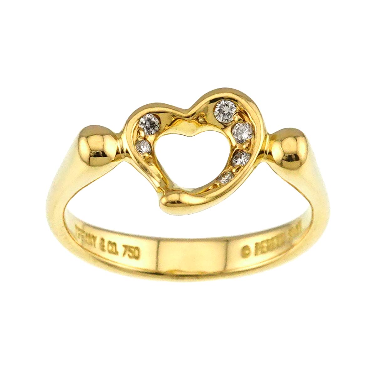 Open Heart Diamond Ring 18K YG 750 Size5.25(US)