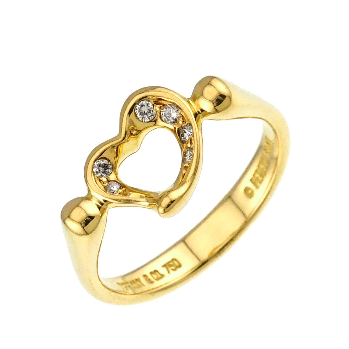 Open Heart Diamond Ring 18K YG 750 Size5.25(US)