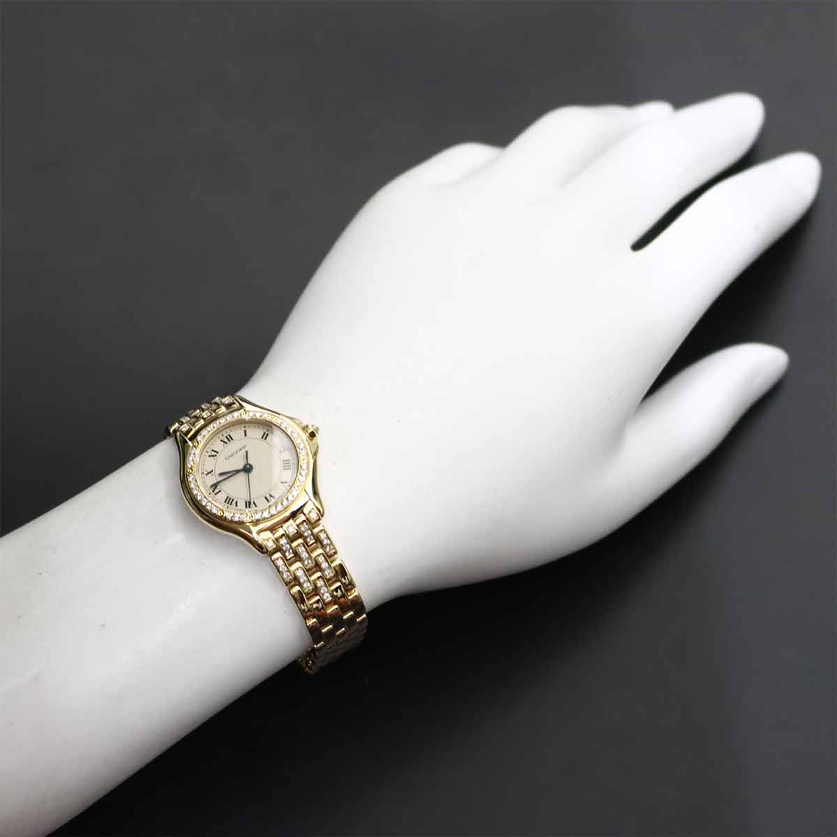 panthere cougar WF8001FR K18YG Diamond Date Cream Dial Watch