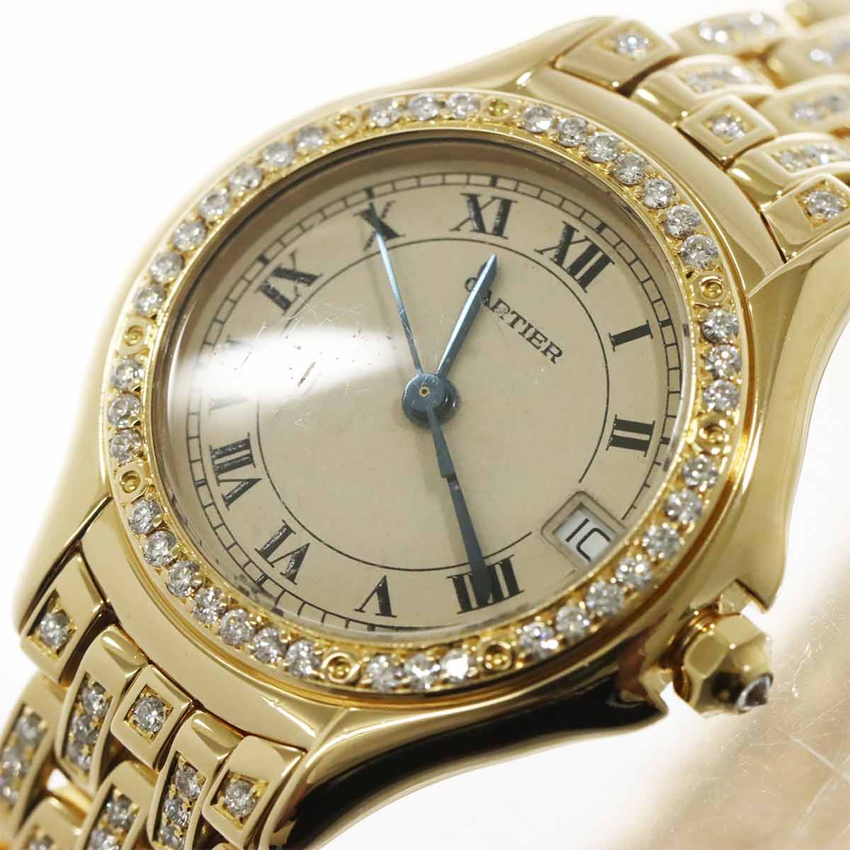 panthere cougar WF8001FR K18YG Diamond Date Cream Dial Watch