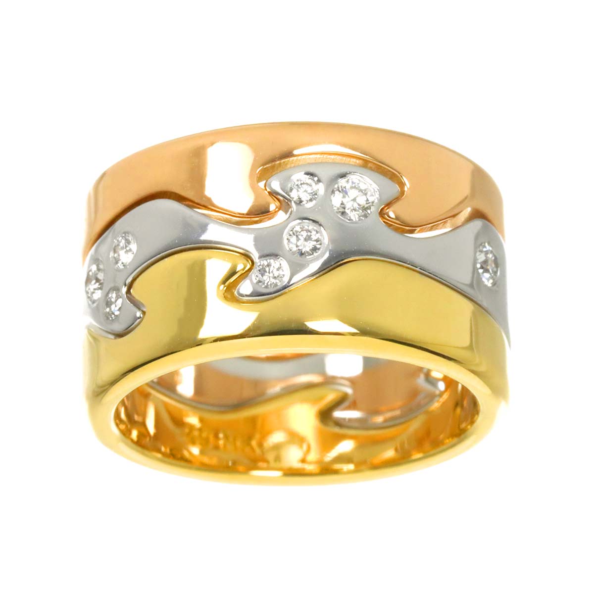 Fusion Diamond Ring 18K YG WG PG 750 size49 4.75-5(US)
