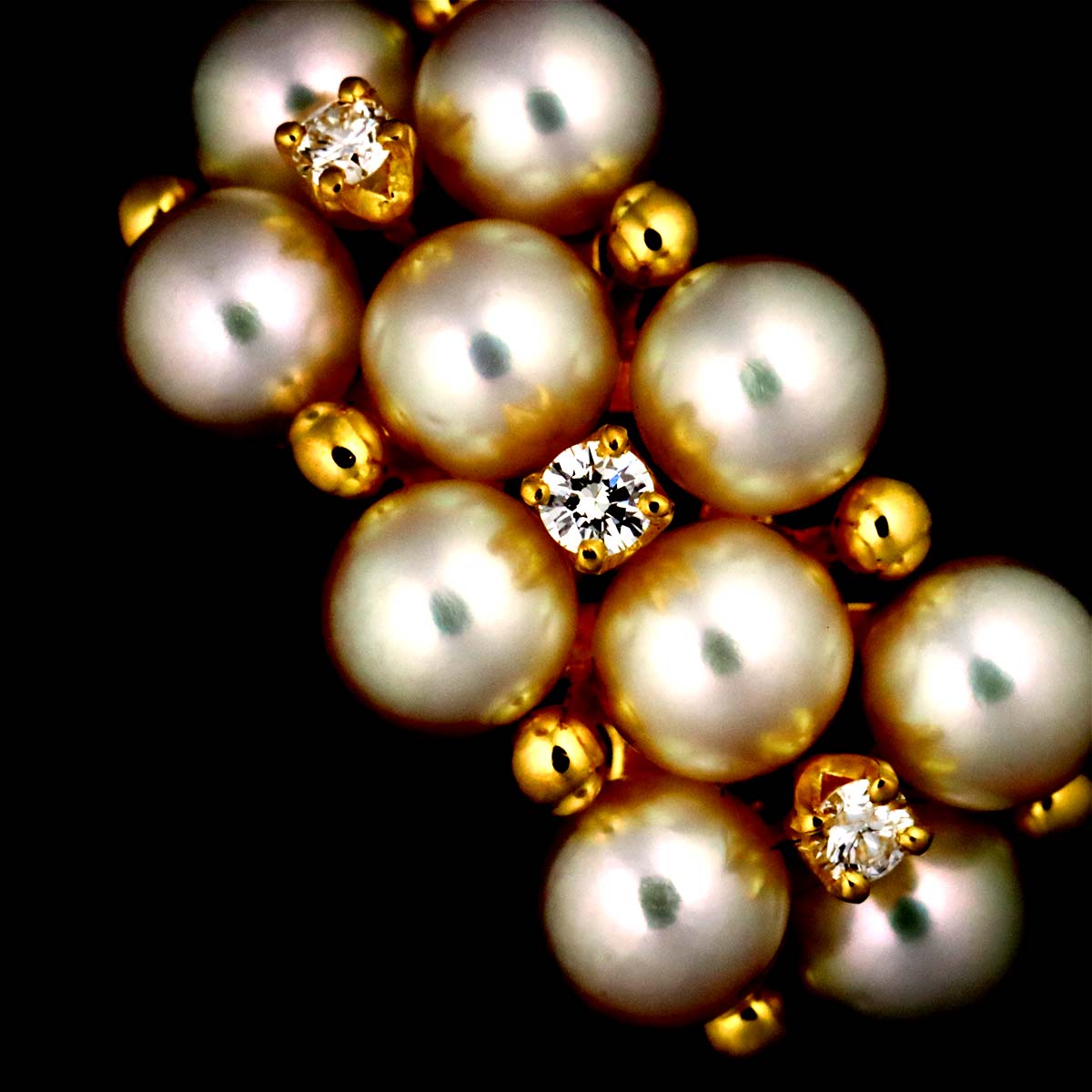 Baby Pearl 4.0mm Diamond Ring 18K YG 750 size5.75-6(US)