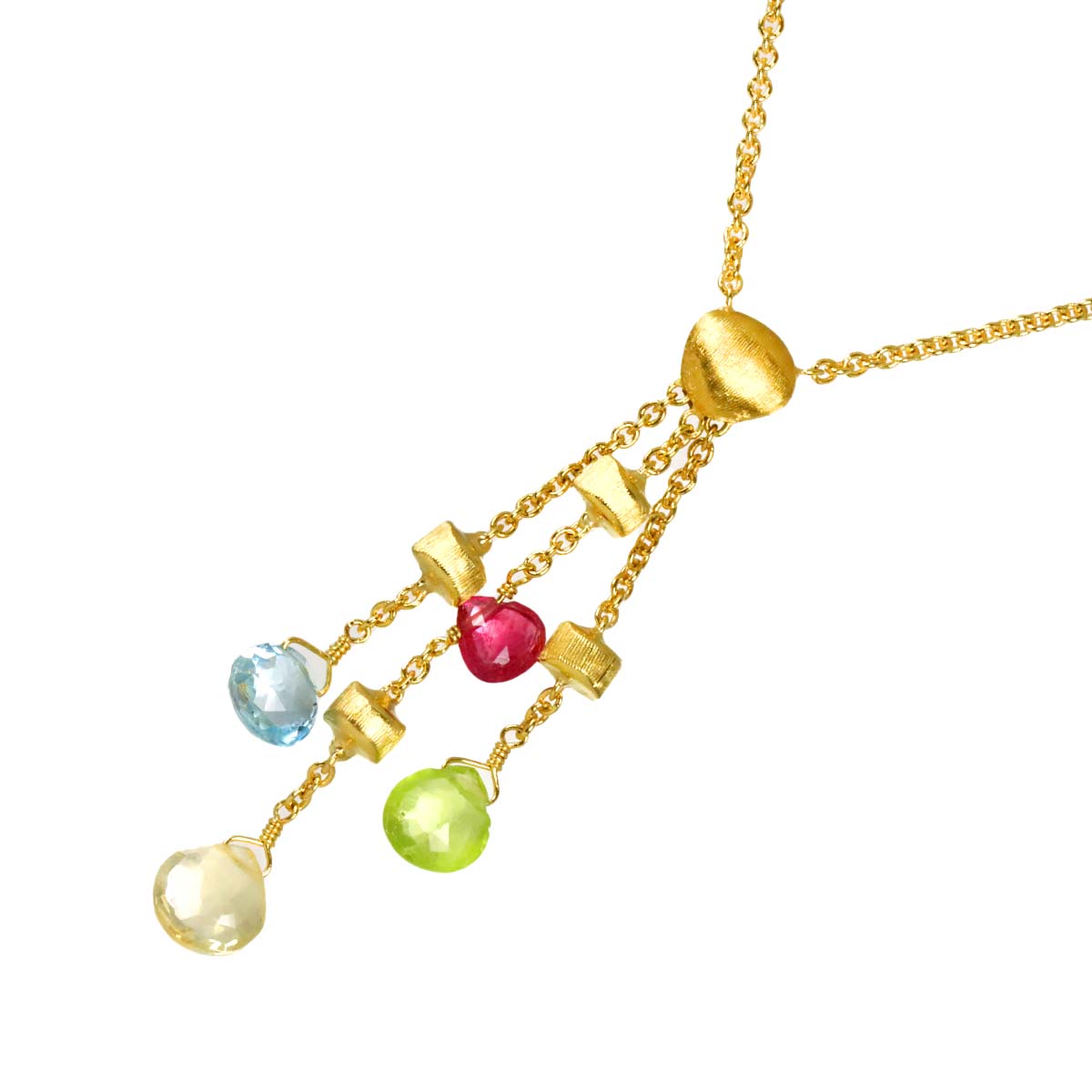 Multi Stone Necklace 18K Yellow Gold 750