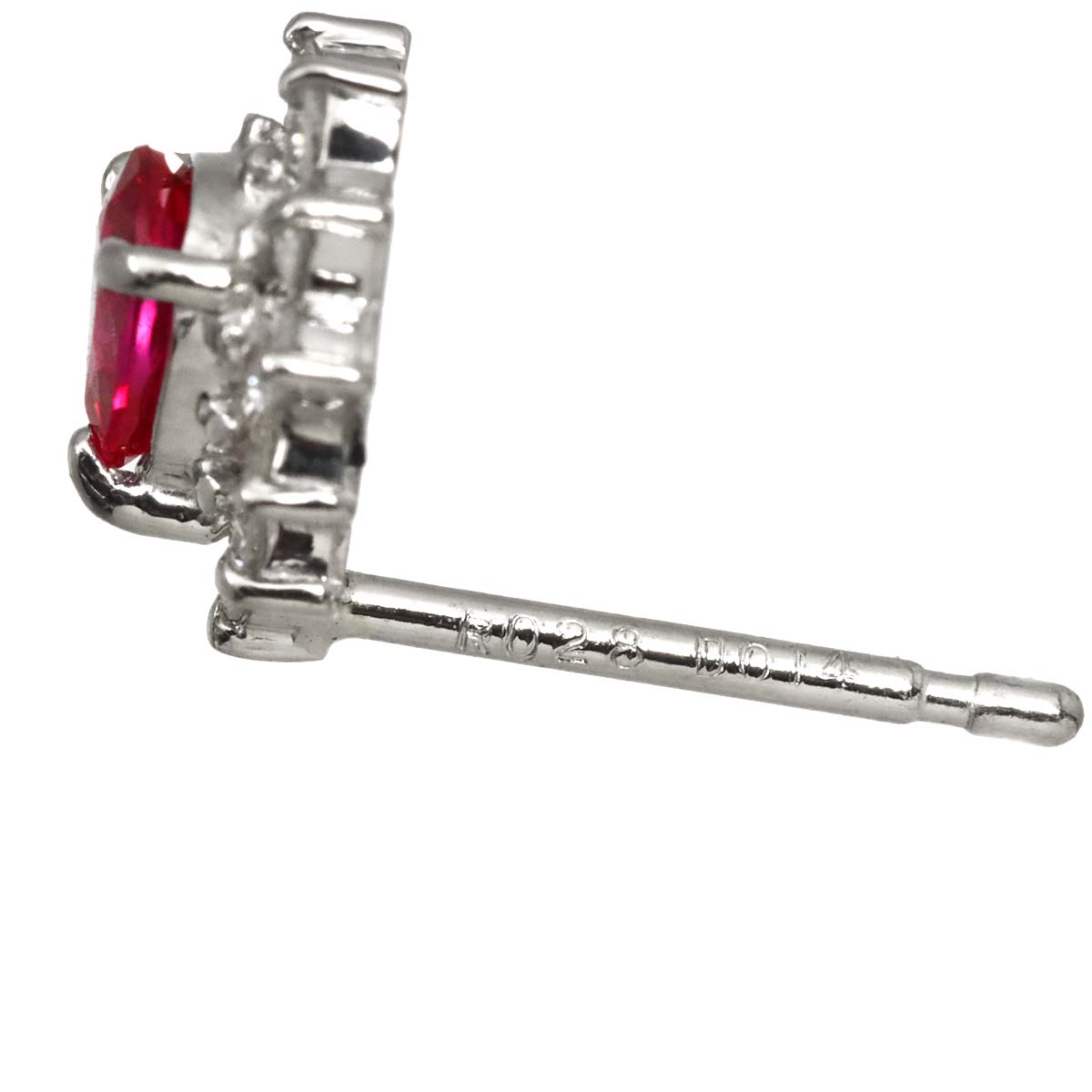 Ruby 0.30ct/0.28ct Diamond 0.14ct/0.14ct Earrings Pierced Pt