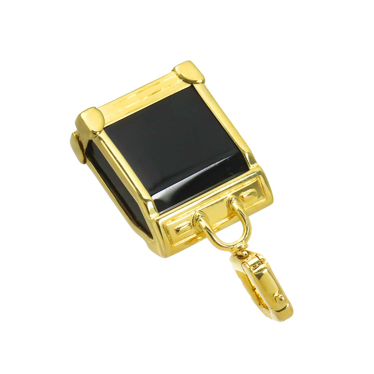 Steamer Bag Onyx Charm Pendant Top 18K YG 750