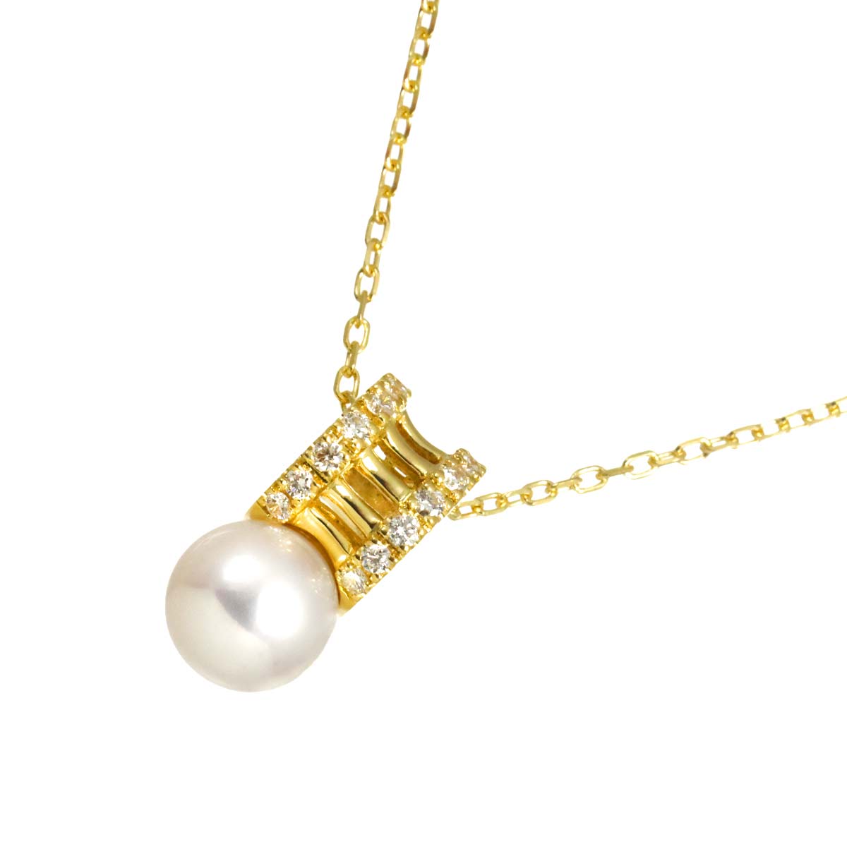 Akoya Pearl 7.7mm Diamond 0.18ct Necklace 18K YG 750
