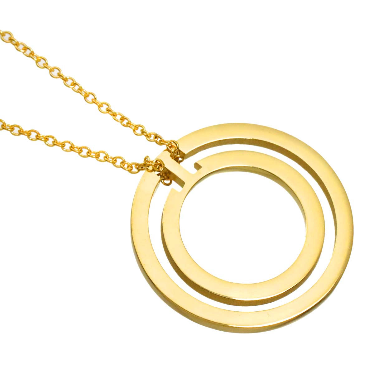 T Two Circle Necklace 18K Yellow Gold 750