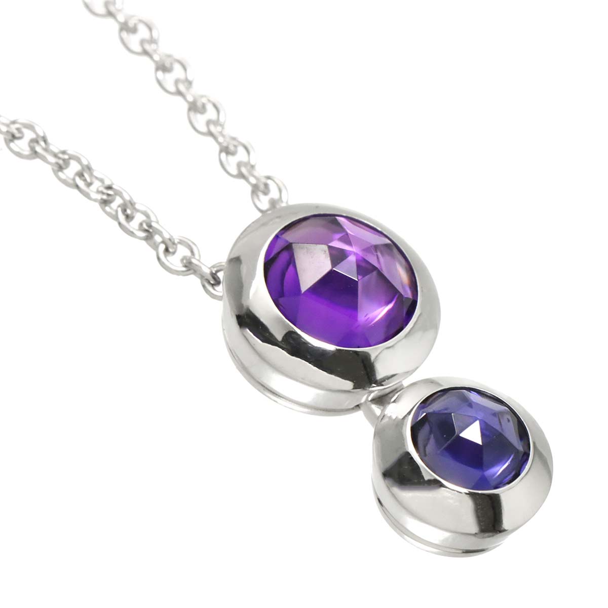 Amethyst Iolite Necklace 18K White Gold 750
