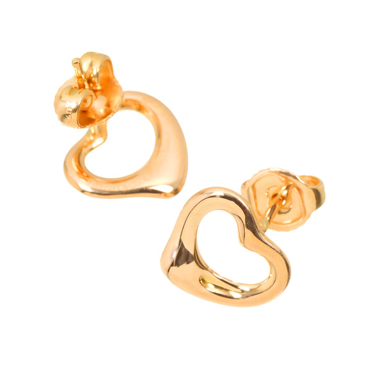 Open Heart Earrings Pierced 18K Pink Gold 750