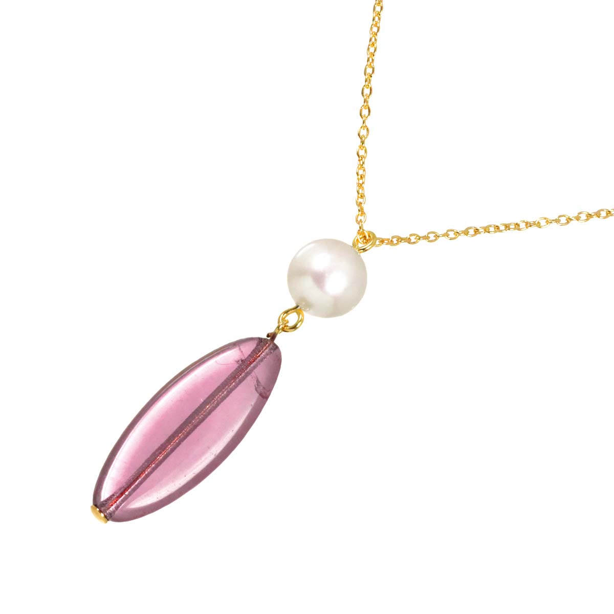 Akoya Pearl 6.9mm Tourmaline Necklace 18K YG 750