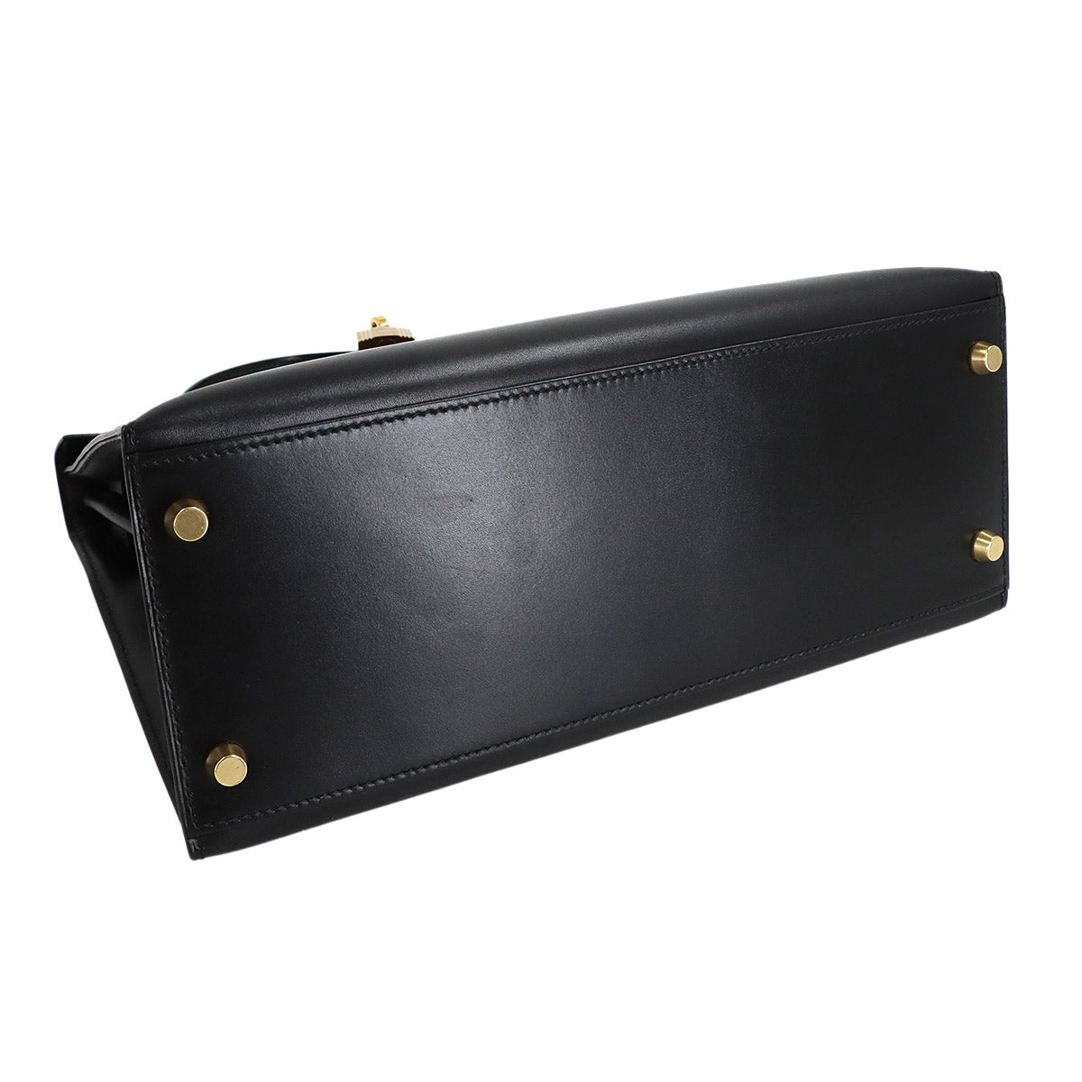 Kelly 28 Box carf Black 2way Hand Shoulder Bag Vintage Purse