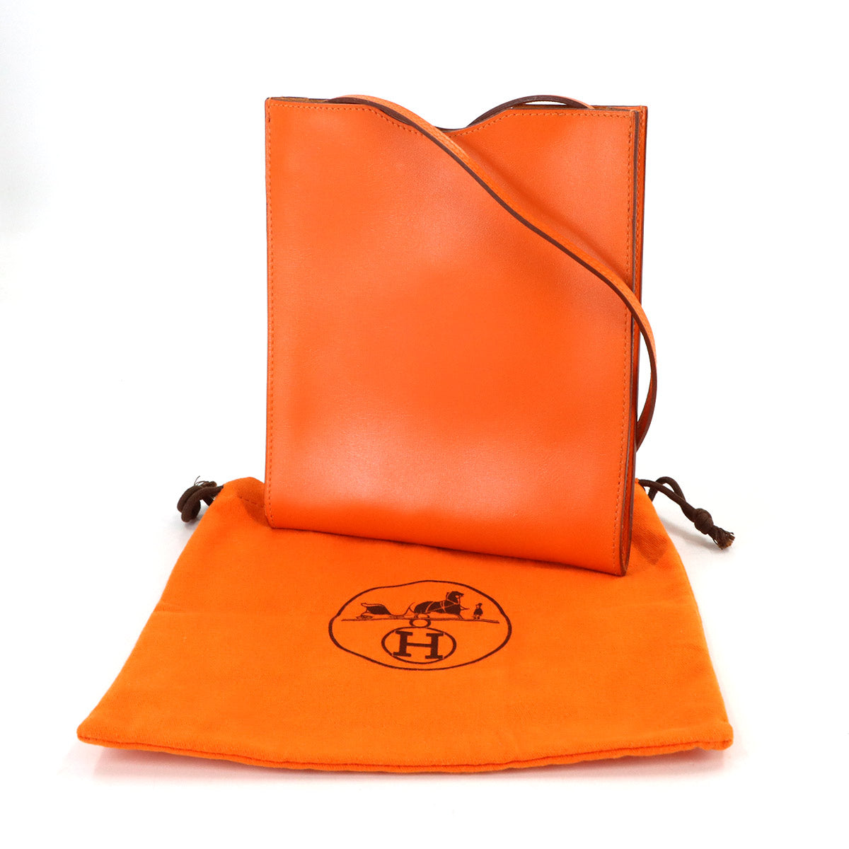 Onimaitou Shoulder Bag Box Calf Orange Purse Pochette
