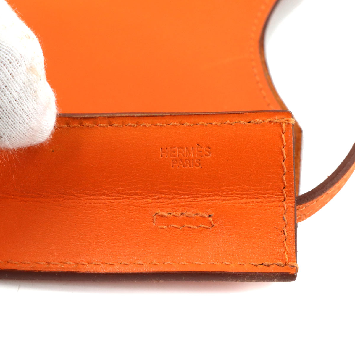Onimaitou Shoulder Bag Box Calf Orange Purse Pochette