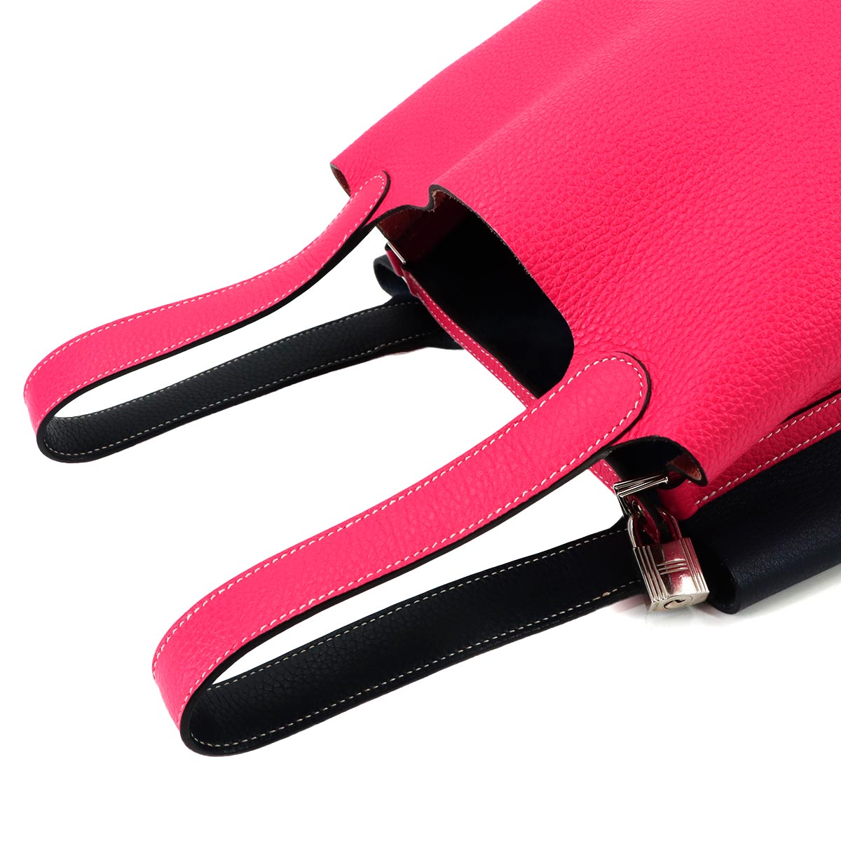 Picotin Lock Casaque MM Hand Bag Taurillon Clemence Rose Extreme