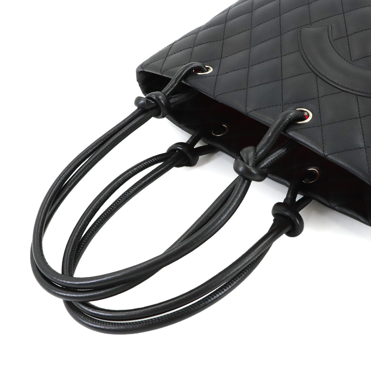 Cambon Line Medium Tote Bag Leather Black A25167 Purse