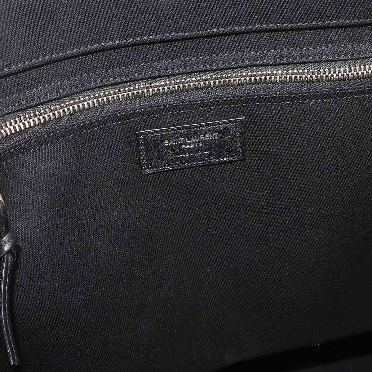 Rive Gauche Tote Bag Canvas Leather Black White 632539