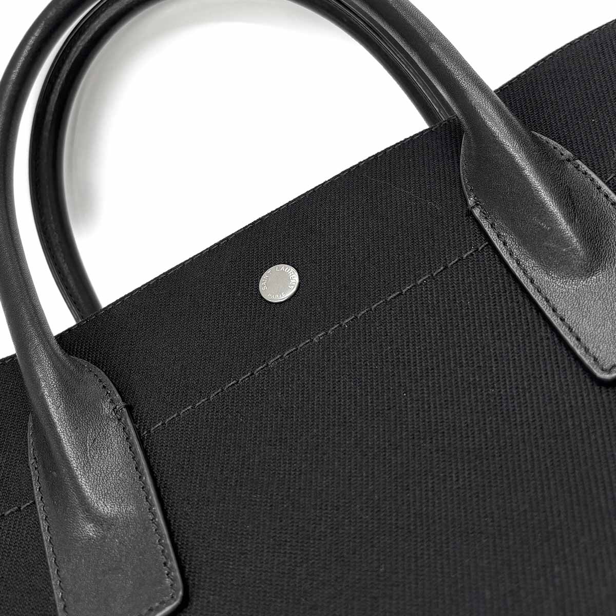 Rive Gauche Tote Bag Canvas Leather Black White 632539