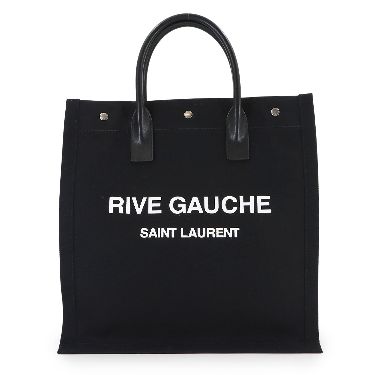 Rive Gauche Tote Bag Canvas Leather Black White 632539
