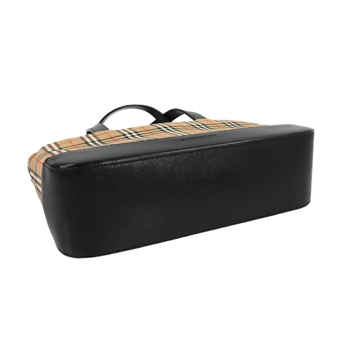 Plaid Hand Bag Canvas Leather Beige Black Haymarket