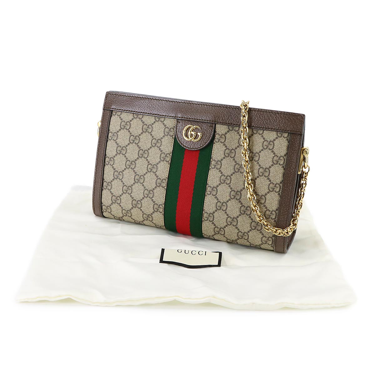 Ophidia Small Shoulder Bag GG Supreme Leather Beige Brown 503877