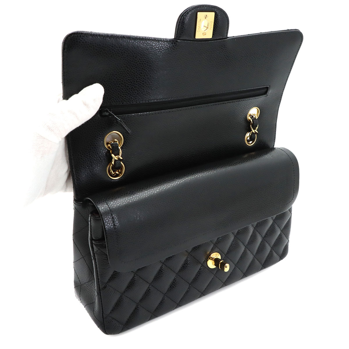 Matelasse 25 Chain Shoulder Bag Leather Black A01112